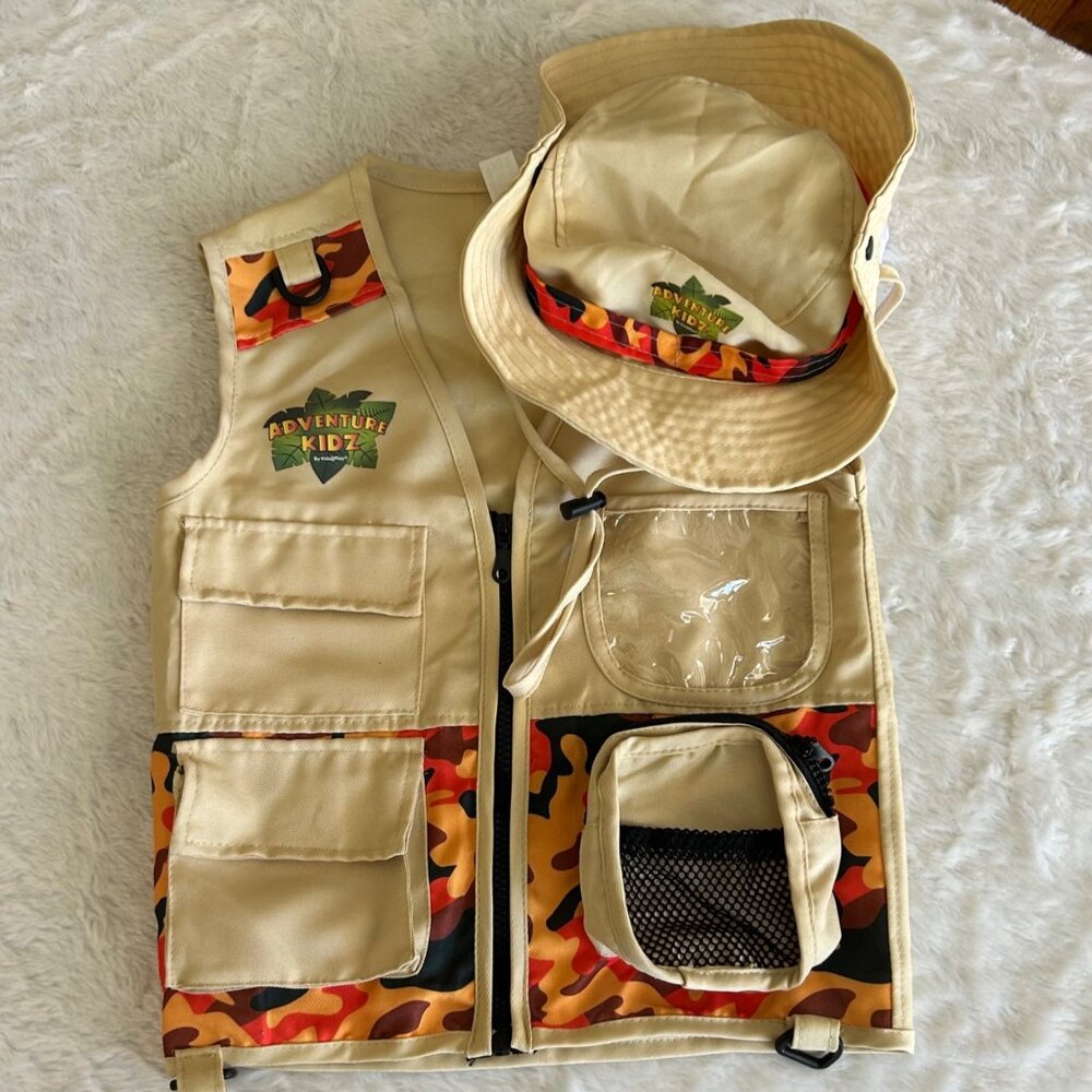 Adventure‎ Kids Child Safari Vest & Hat Set Dress Up Play Costume Outdoors 6-8